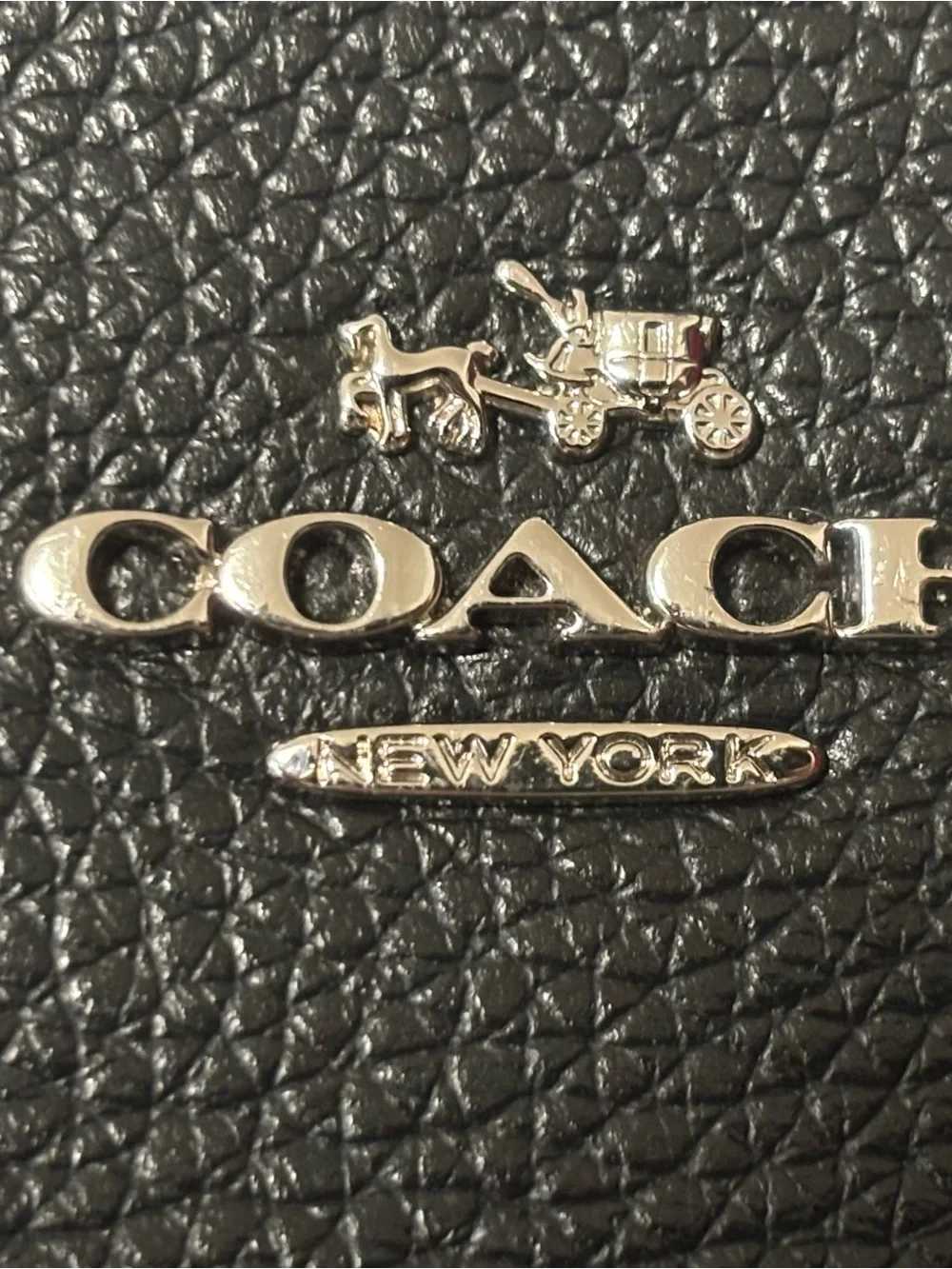 Coach Black Pebbled Leather Shearling-Trim Wristlet